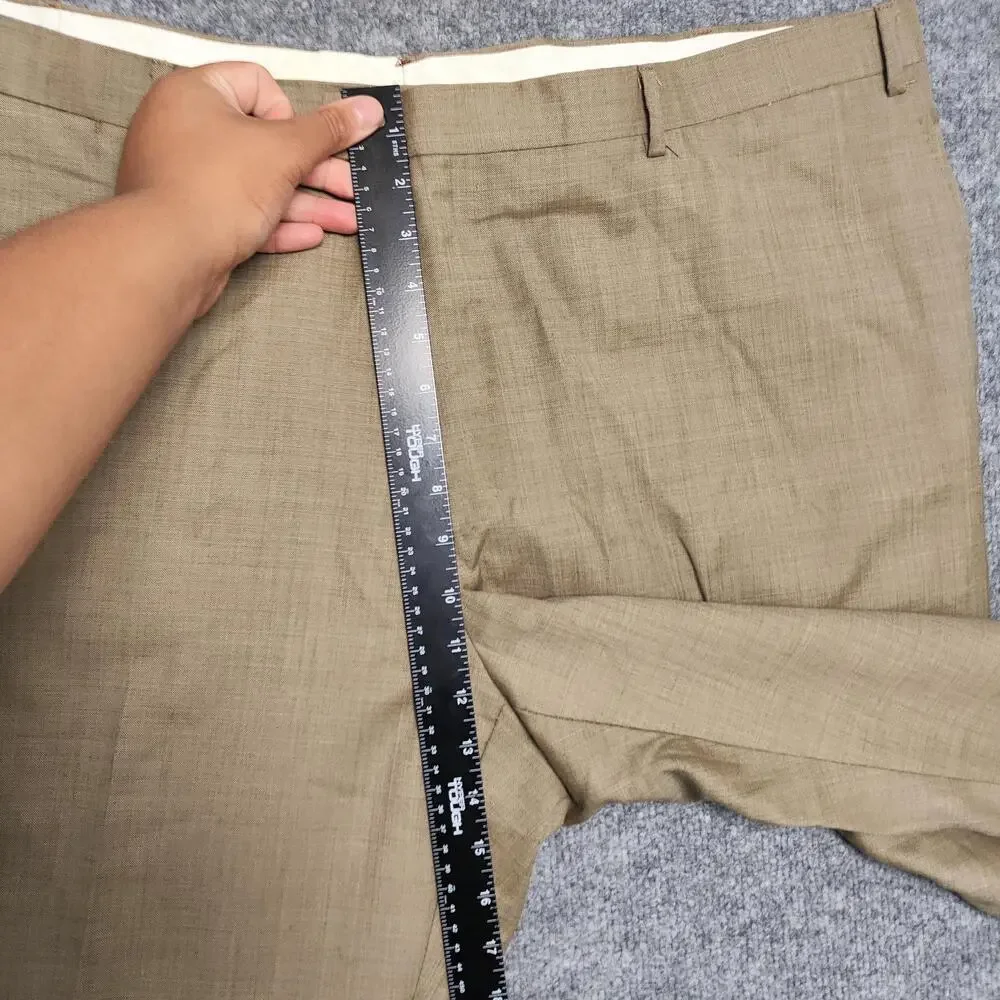 Bresciani Dress Pants Mens 42x29 Beige Wool Super 150's Lined Italy Classic Fit